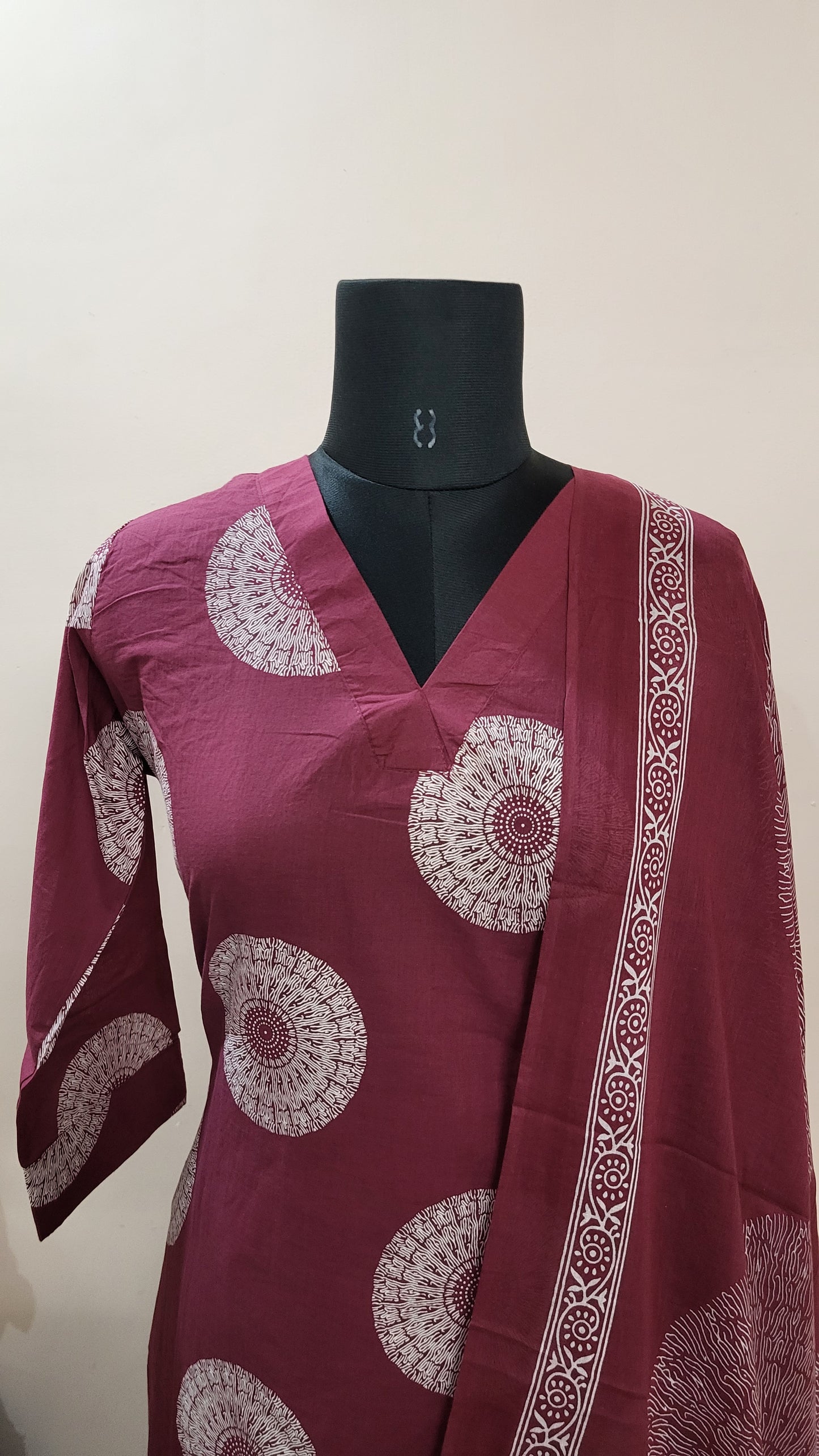 Elegant Maroon Cotton Printed Salwar Suit with Dupatta