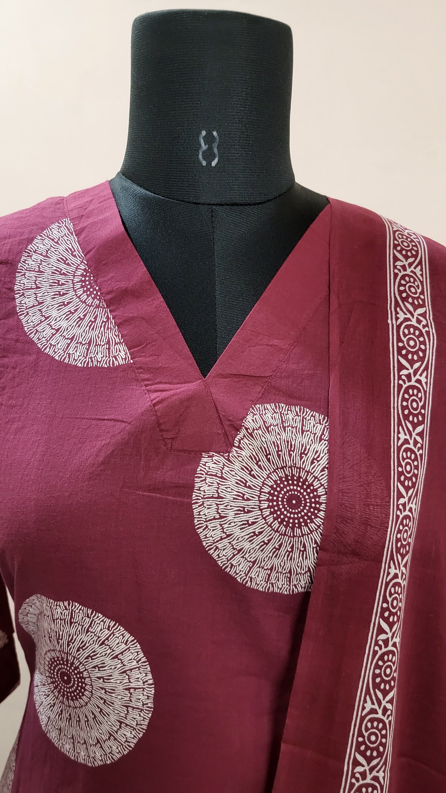 Elegant Maroon Cotton Printed Salwar Suit with Dupatta