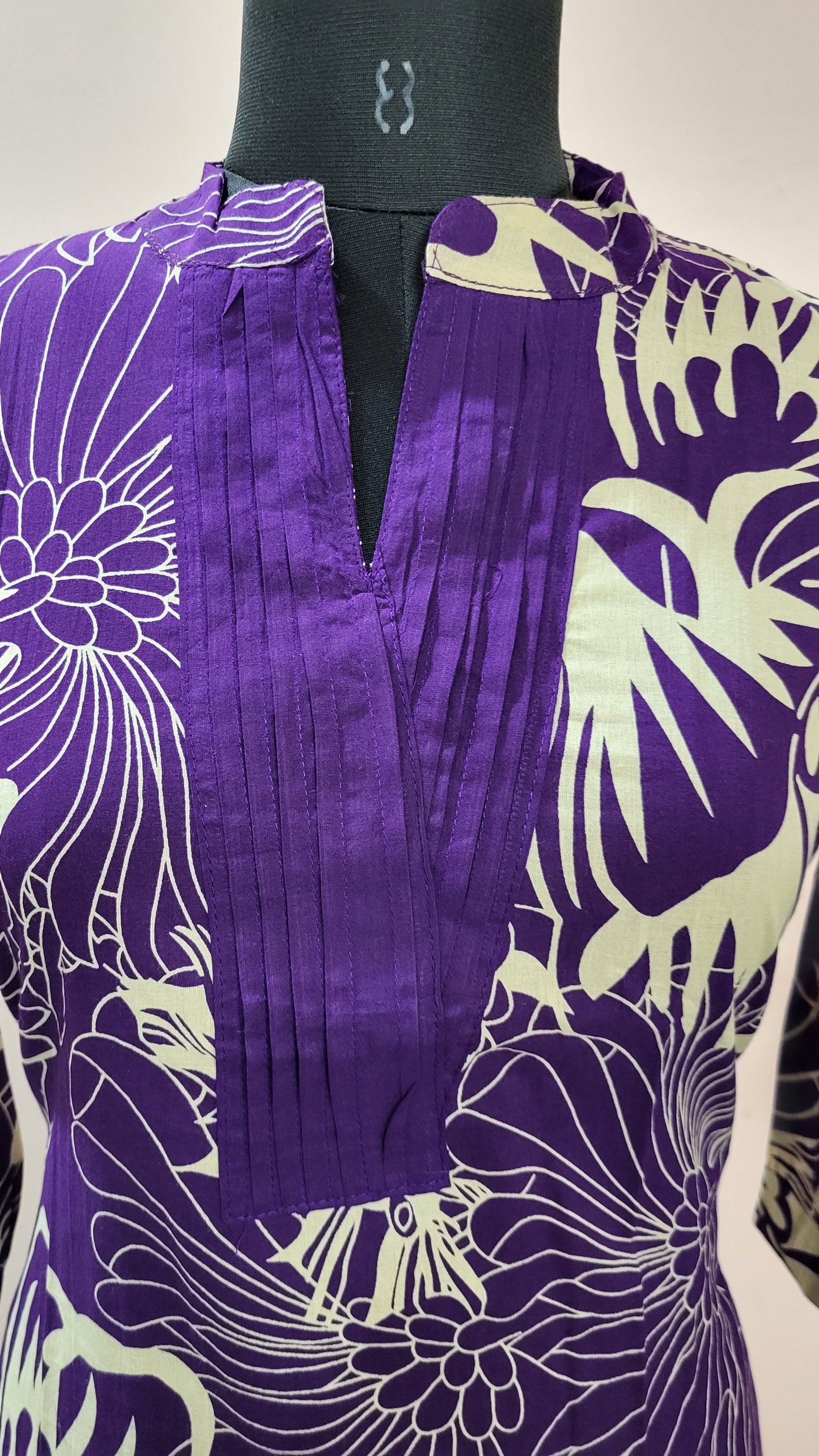 Purple Floral Printed Kurta with Solid Matching Pants
