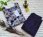 Navy Abstract Floral Printed Kurta with Solid Navy Blue Pants