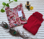 Maroon Abstract Floral Printed Kurta with Solid Red Pants
