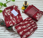 Maroon Floral Handblock Print Cotton Suit Set with Dupatta