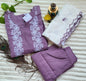 Lavender Embroidered Kurta Set with White Dupatta