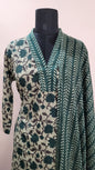 Elegant Green & Beige Floral Printed Cotton Suit Set with Dupatta