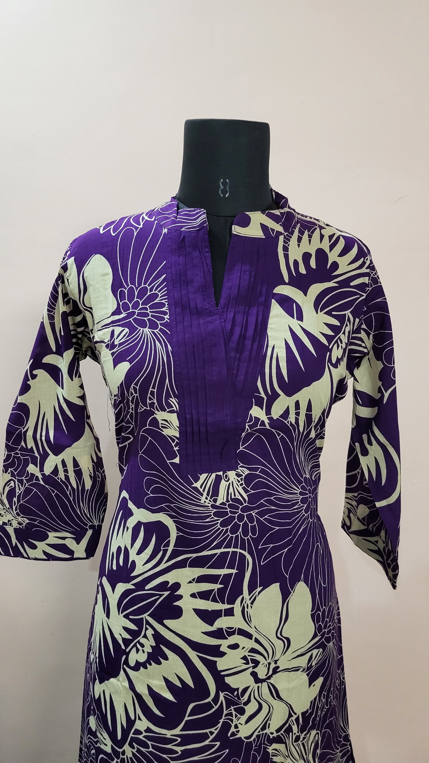 Purple Floral Printed Kurta with Solid Matching Pants
