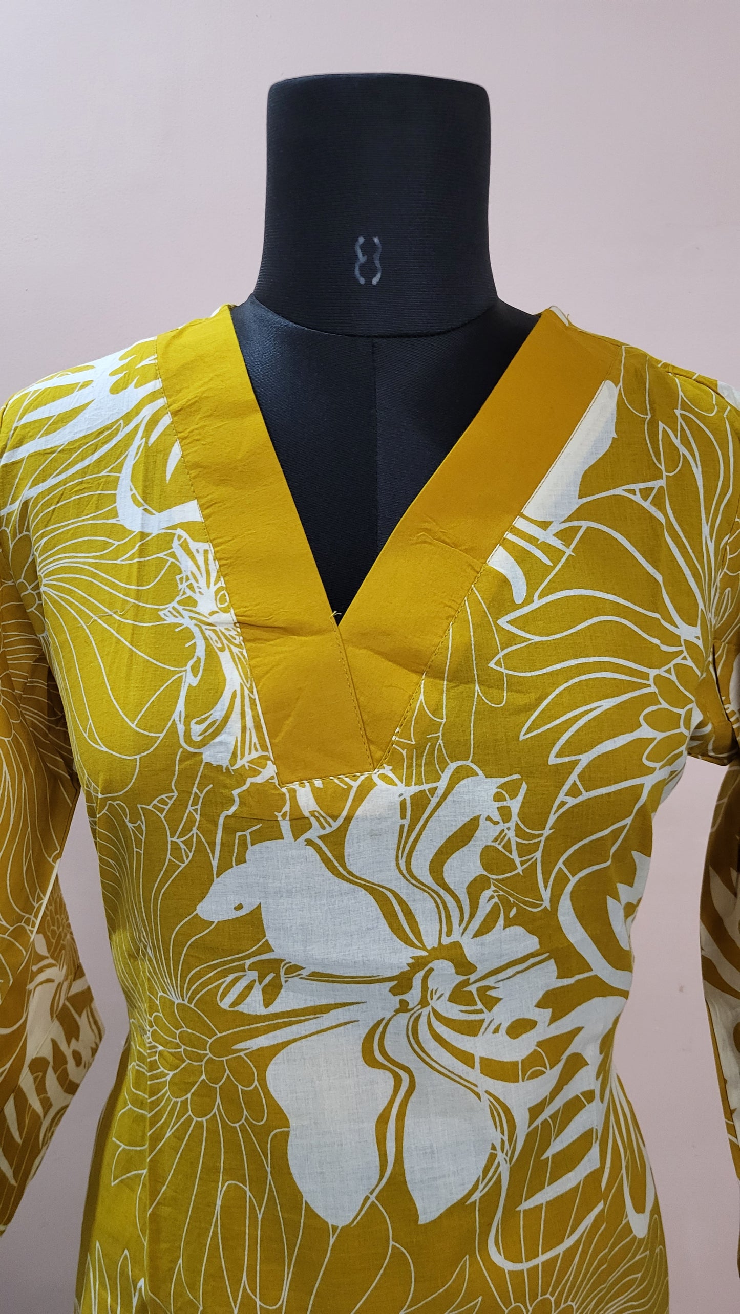 Mustard Yellow Floral Print Kurta with Solid Pants