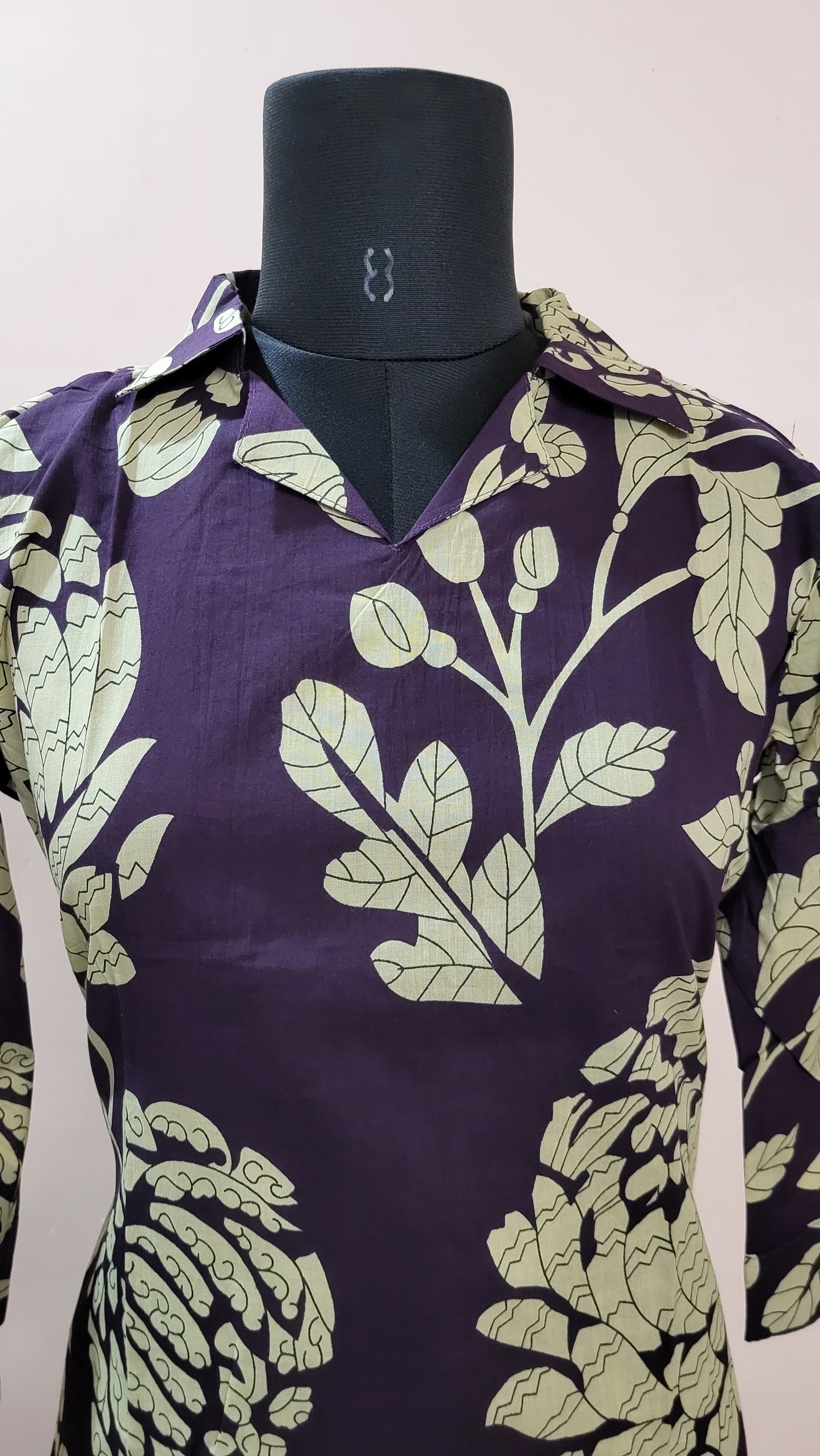 Purple Floral Printed Shirt-Style Kurta with Matching Pants