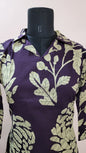 Purple Floral Printed Shirt-Style Kurta with Matching Pants