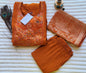 Rust Orange Embroidered Kurta Set with Dupatta