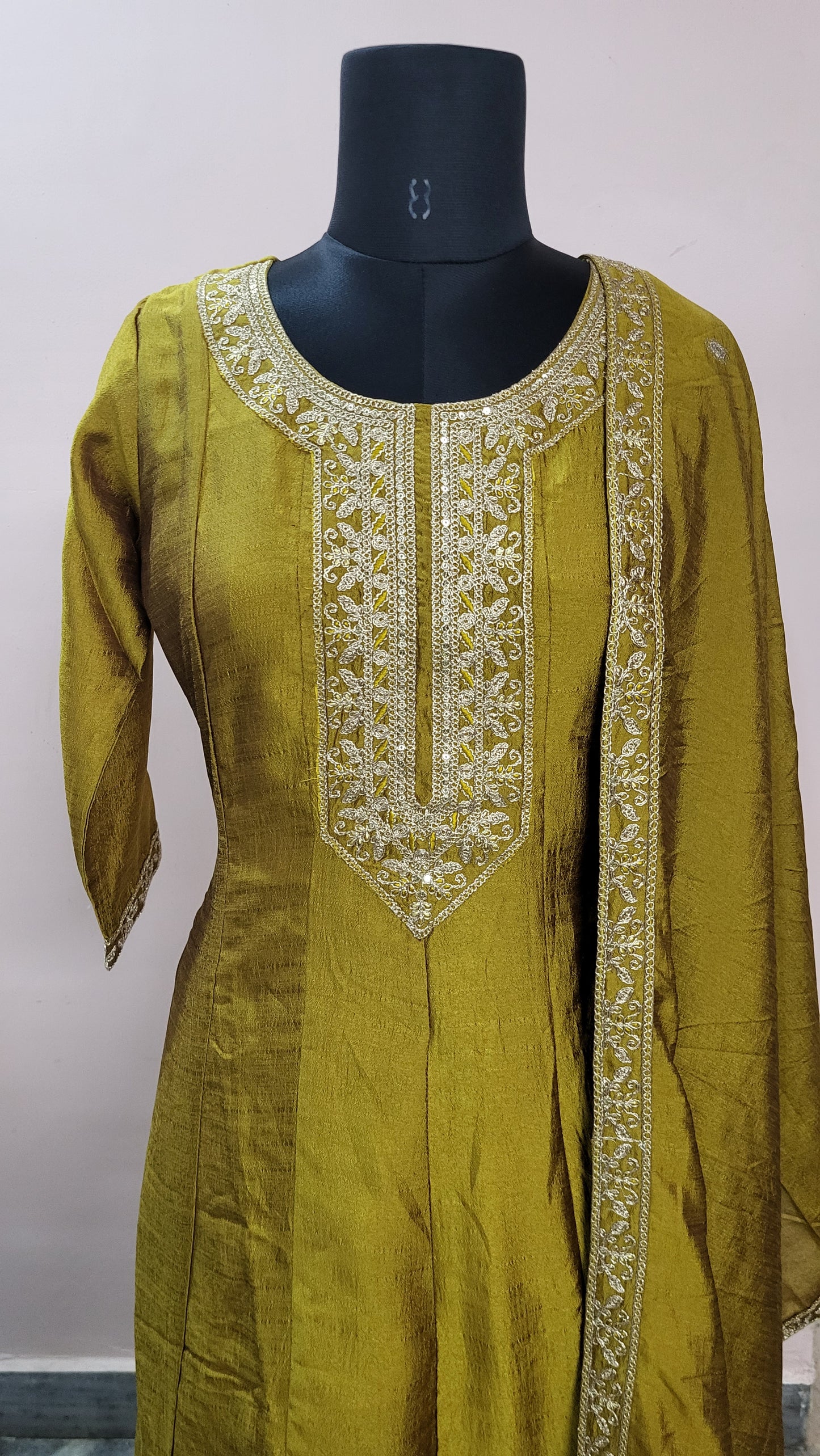 Mustard Yellow Embroidered Kurta Set with Dupatta